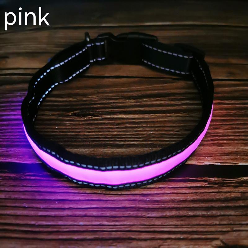 Led Luminous Dog Collar Highlight Reflective Leather Reflective Stripe Ribbon