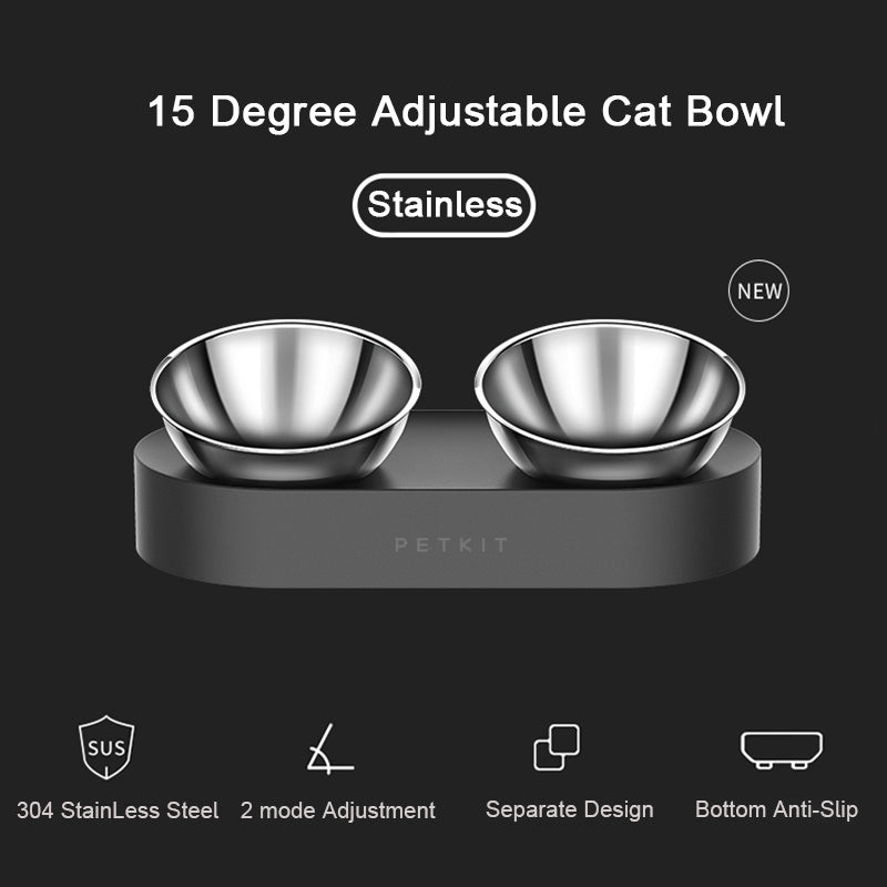 Stainless Steel Adjustable Pet Double Feeder