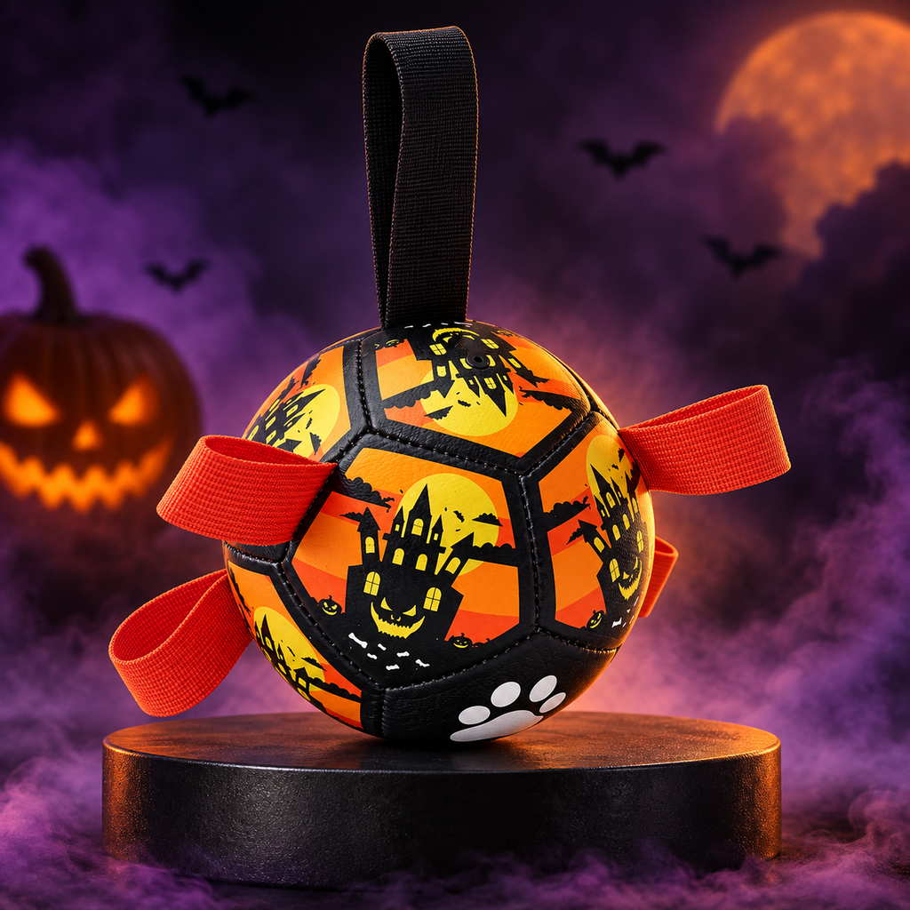 Festive Dog Toy Ball With Rope