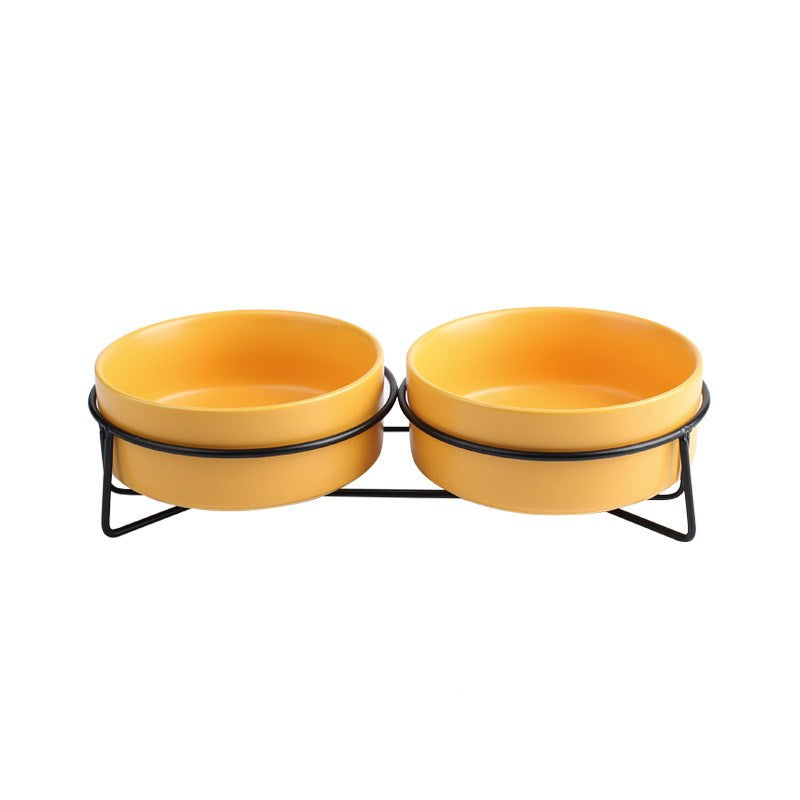 Metal Frame Ceramic Pet Bowl