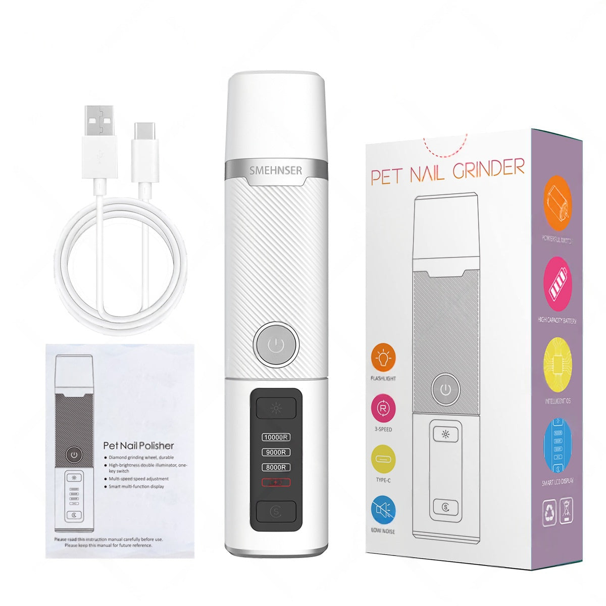 High-Speed LED Dual-Light Fully Automatic Pet Nail Clipper