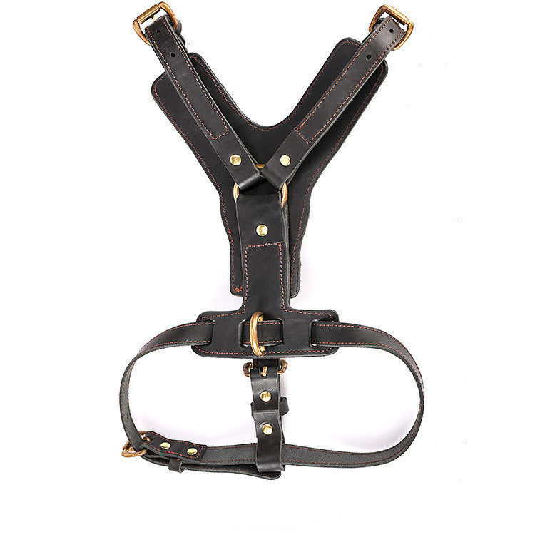 Cowhide Chest Back Pet Supplies Dog Automatic Traction Rope Chest Harness Set Pet Traction Rope