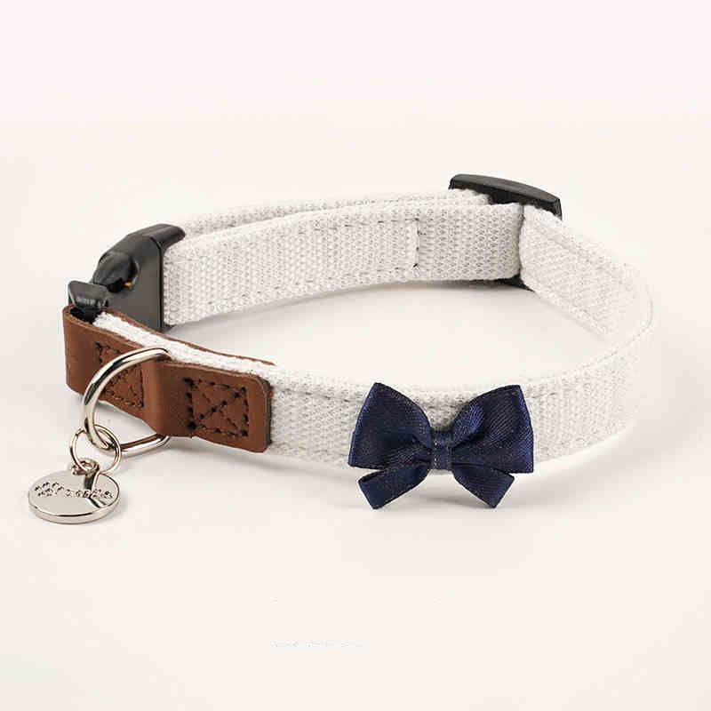Pet Dog Hand Holding Rope Cute Bow Collar Tone