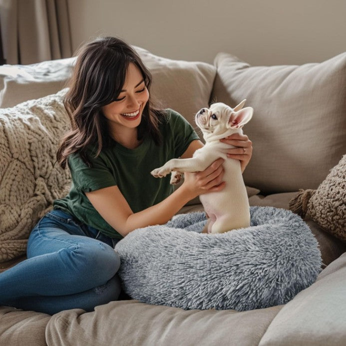 A Warm Cozy And Soft Round Pet Bed