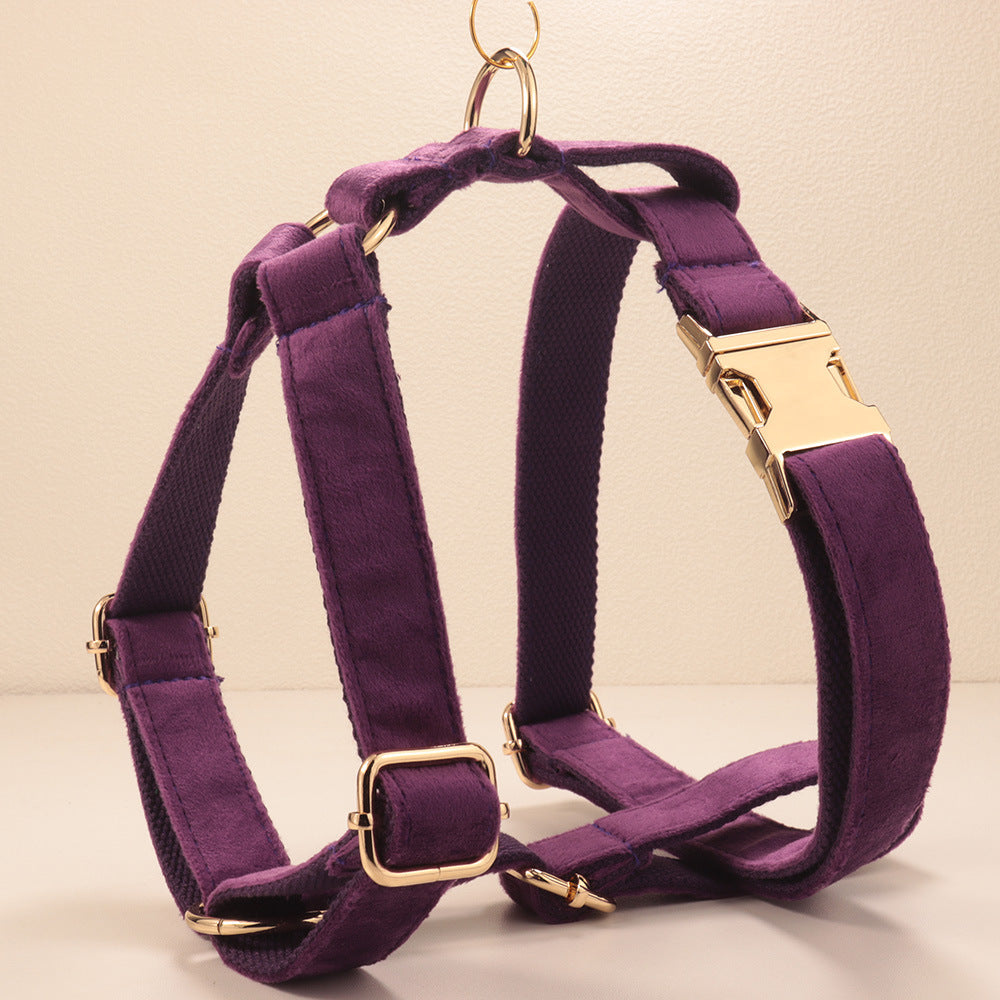 Velvet Pet Dog Collar And Harness Set