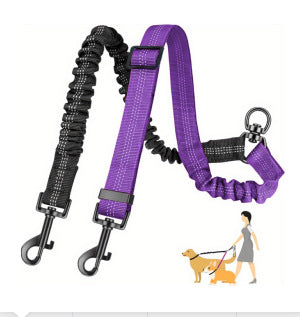 Retractable One For Two Dog Rope Leash