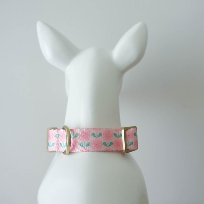 Adjustable Floral Nylon-Imitation Dog Collar