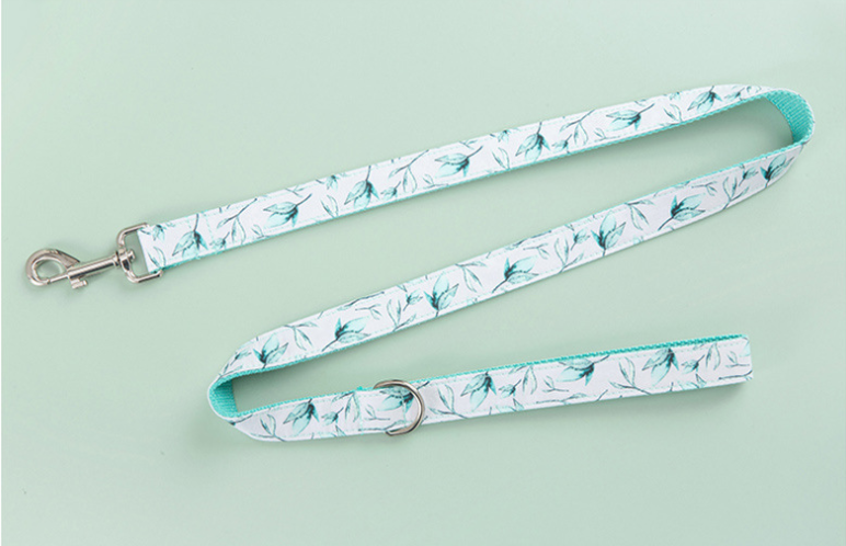 Tropical Leaf Dog Collar Leash Set