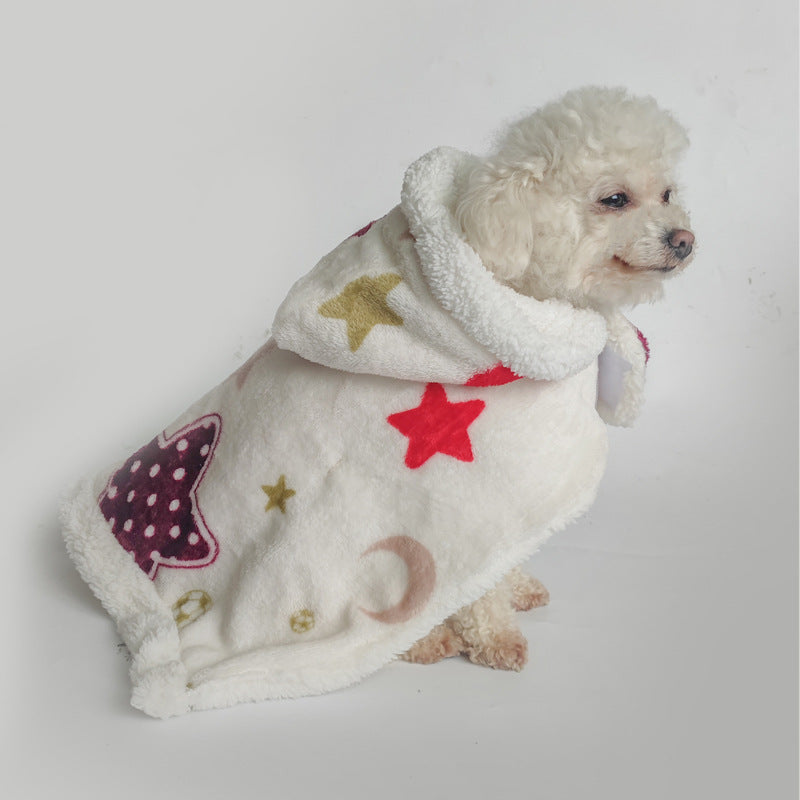 Warm Coral Fleece Dog Cloak Pajamas