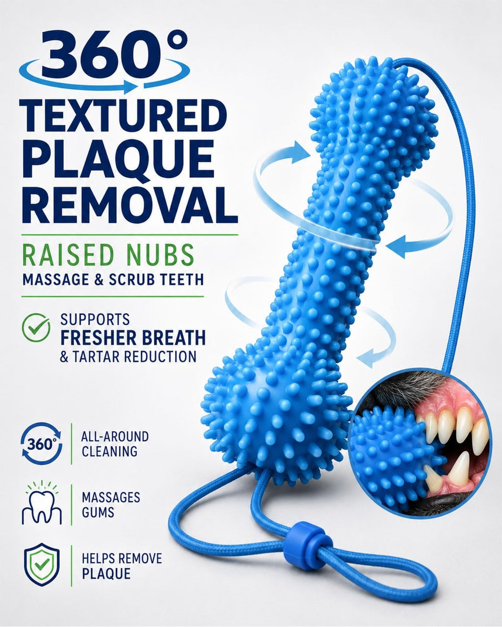 Dual-Action Dog Dental Chew And Brush Toy
