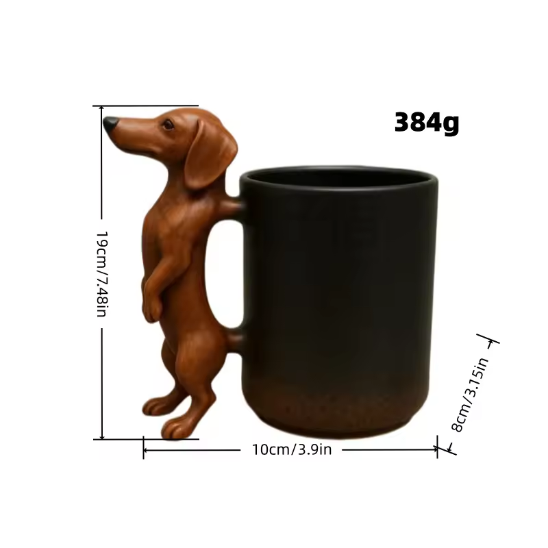 Handmade Dachshund Mug, Creative 3D Animal Shape Ceramic Mug,11 Oz 3D Animal Cup,Unique Dog Coffee Mugs Gift With Handle For Home