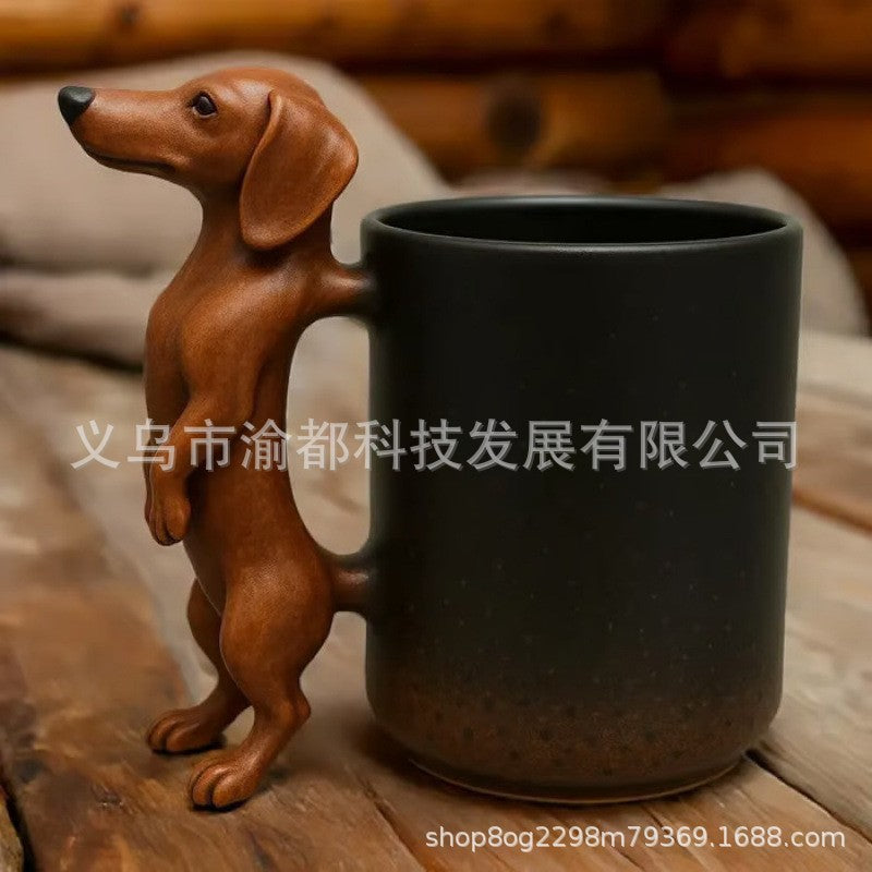 Handmade Dachshund Mug, Creative 3D Animal Shape Ceramic Mug,11 Oz 3D Animal Cup,Unique Dog Coffee Mugs Gift With Handle For Home