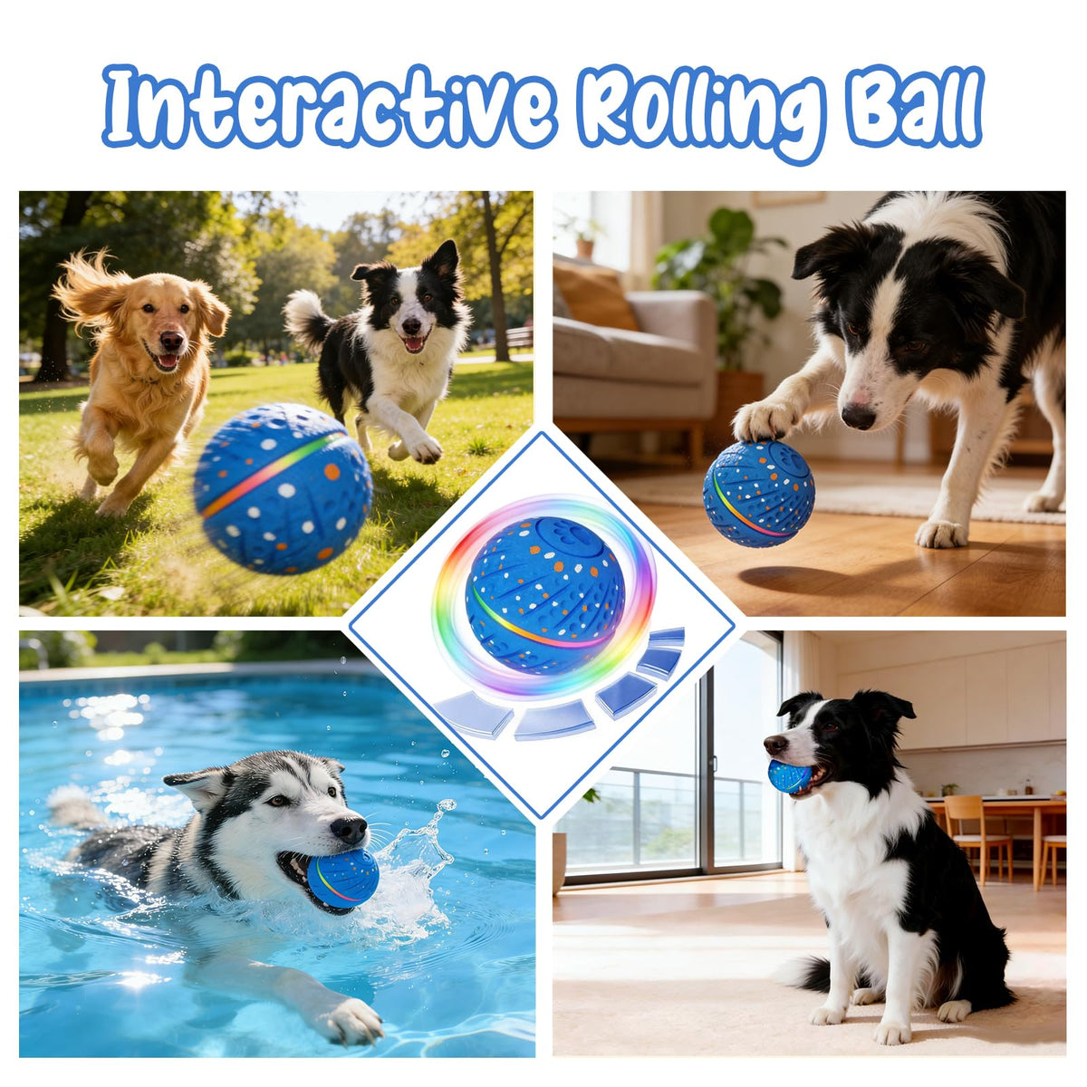 Interactive Rolling Bouncing Dog Ball With LED Lights