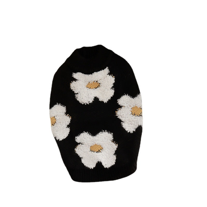Pet Sweater Autumn And Winter Thick Warm Flowers