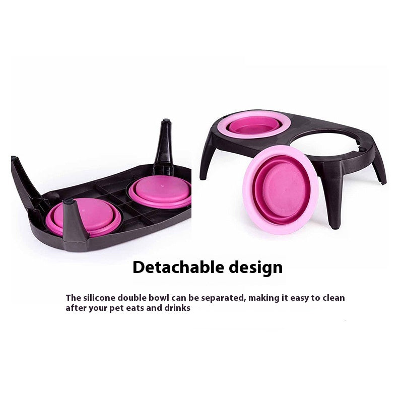 Pet Feeder Tpr Dog Bowl Folding Double Bowl