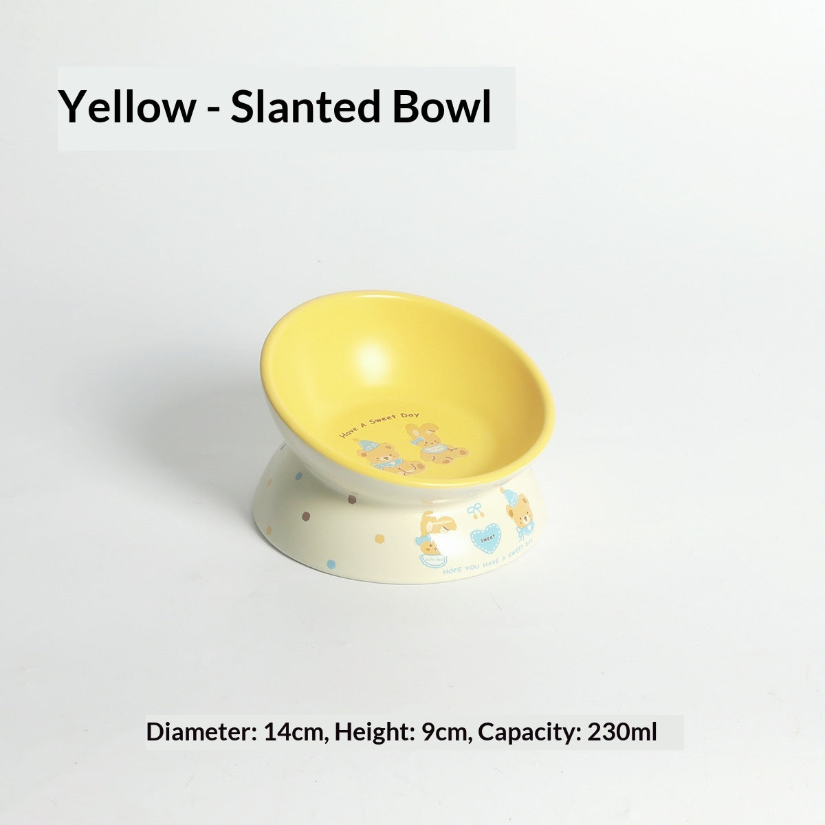 Large-Diameter Ceramic Pet Bowl With Sloped Rim