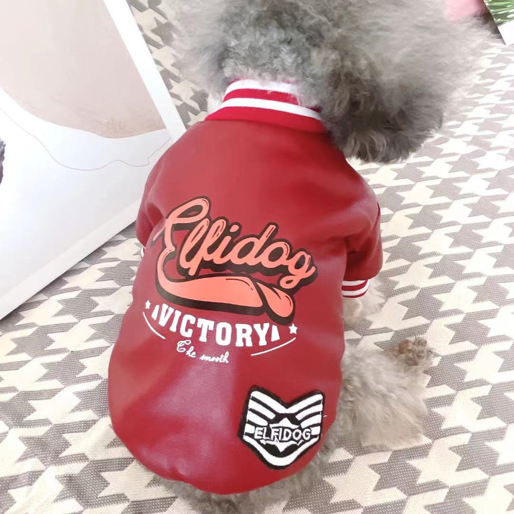 Small Dog Cotton-Padded Leather Clothes