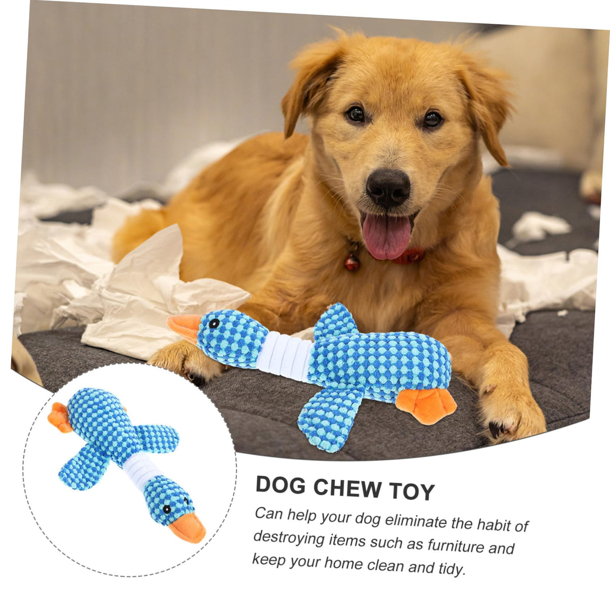 Squeaky Plush Goose Dog Chewing Toy