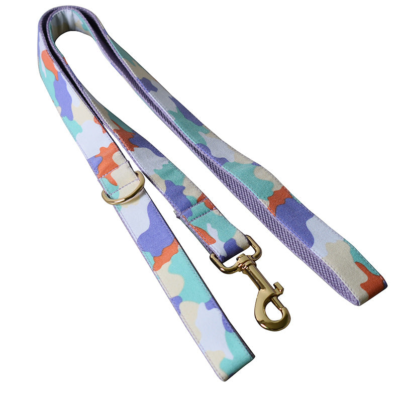 Purple Camouflage Bow Dog Collar with Metal Buckle