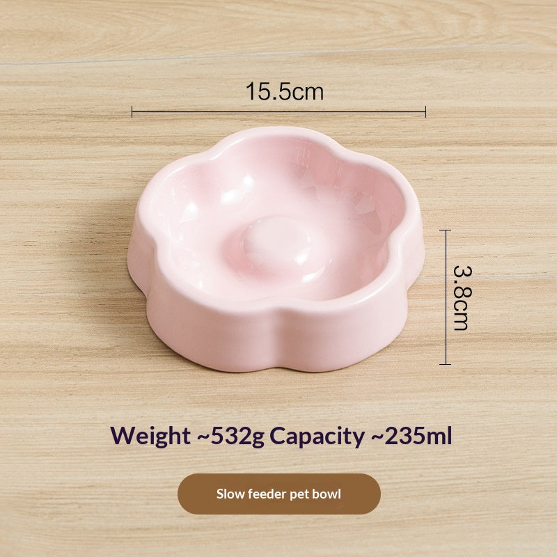 Macaron-Colored Bud-Shaped Ceramic Cat Bowl