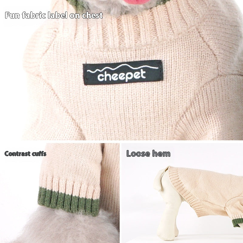 Fall Winter Two-Leg Contrast Color Pet Sweater