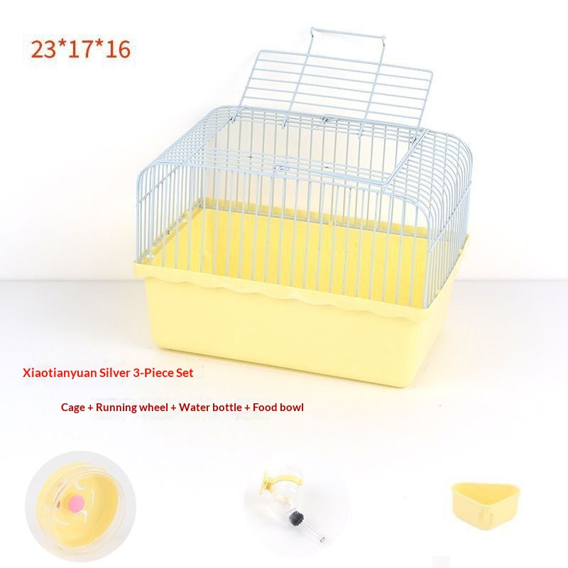 Small Pastoral-Style Pet Supply Set Including A Water Bottle A Food Bowl And A Running Wheel