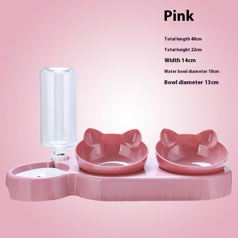 Food Basin Double Bowl Protective Cervical Spine Automatic Drinking Bowl Pet Supplies