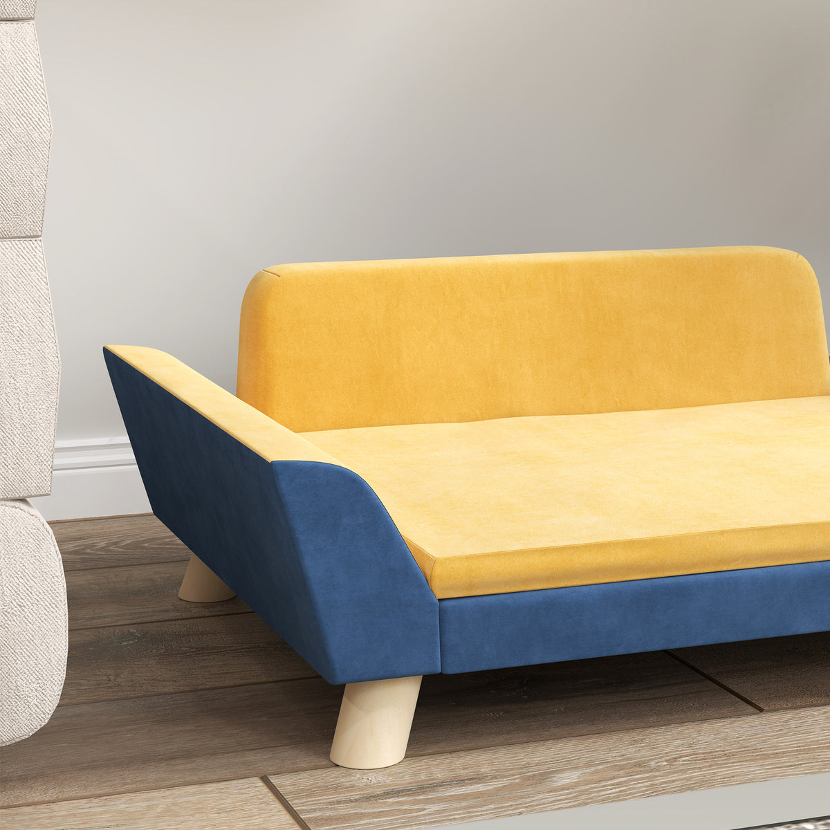 Dog Sofa Bed For Small Dogs With Soft Cushion, Washable Cover & Non-Slip Foot Pads, Orange