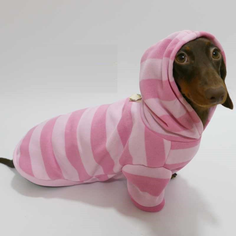 Hooded Pink Pet Sweater for Autumn and Winter