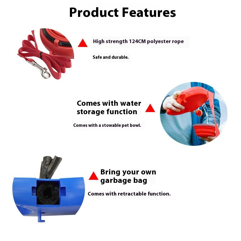Outdoor Dog Walking Portable Three-In-One Kettle Hand Holding Rope