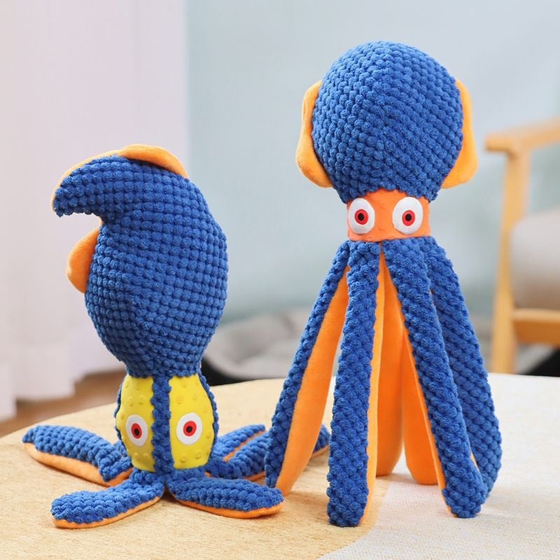 Dog Sound-Playing Toy Interactive Chewable Octopus Plush For Small Dogs To Teethe On
