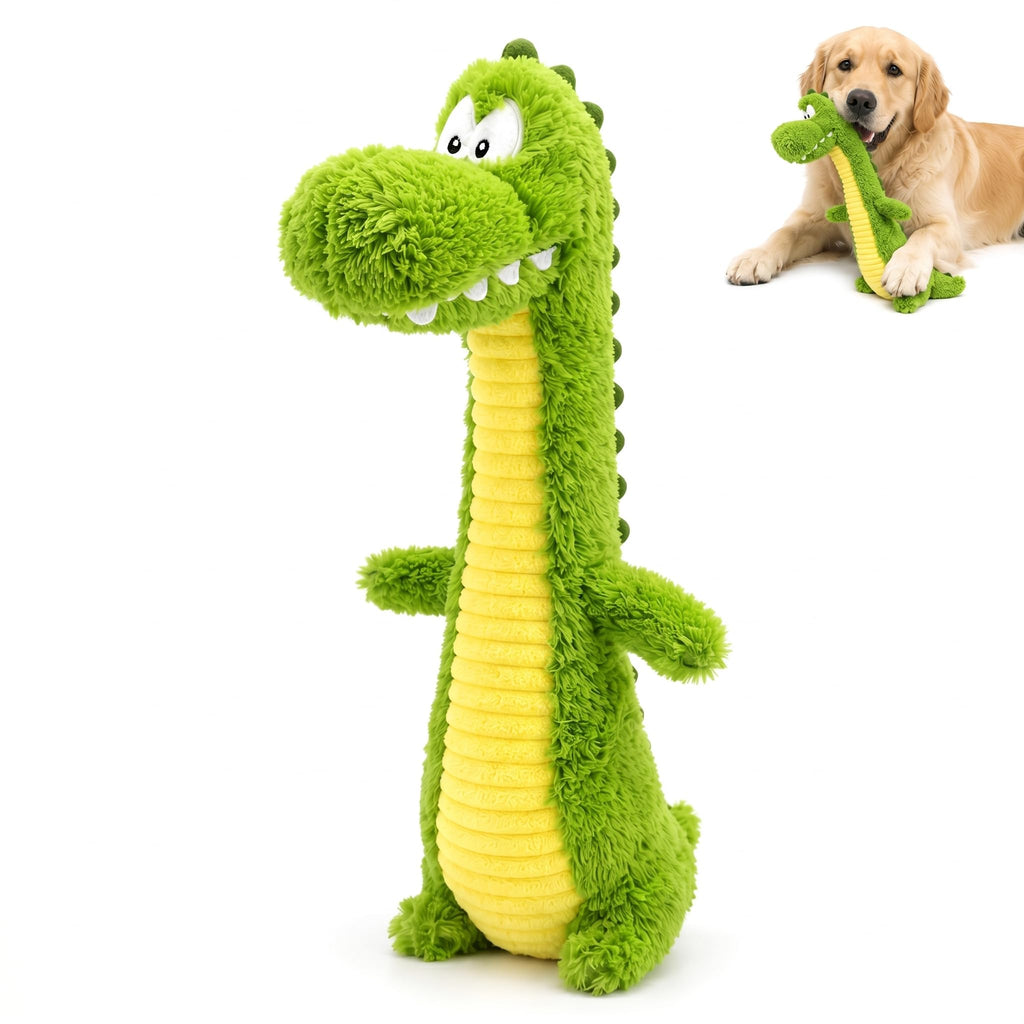 Squeaky Dog Plush Chew Toy, Interactive Tug Squeaky Toy For Chewers, Medium & Large Dogs & Fetch Play, Stuffed Long-Neck Toy With Soft Plush