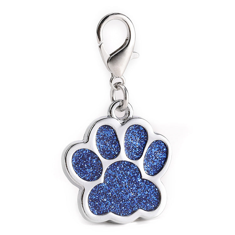 Zinc Alloy Custom Glitter Foot Paw Dog Tag