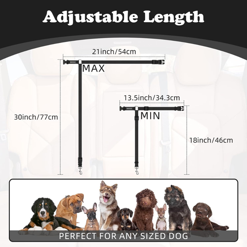 2 Pack Dog Seat Belt For Car, Headrest Restraint Safety Leads