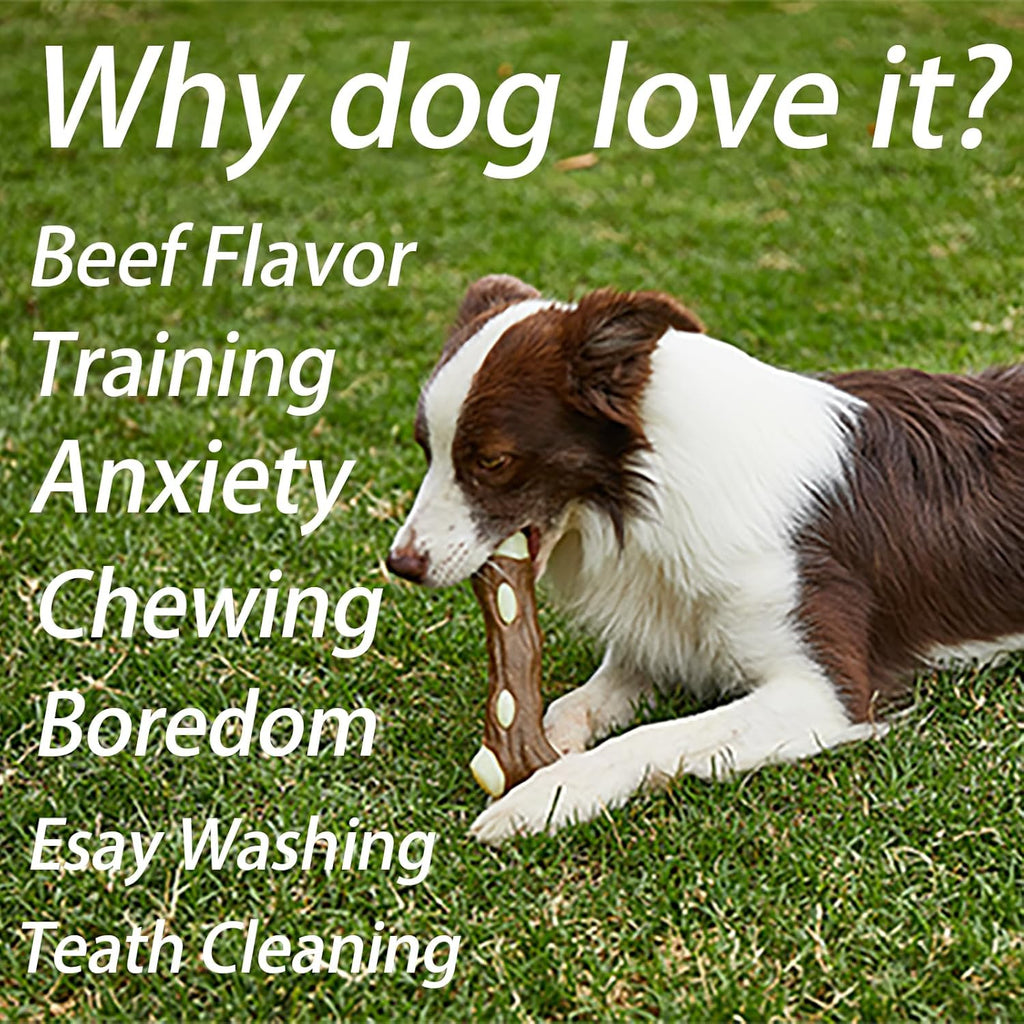 Dog Bones Chew Toys For Aggressive Chewers Real Beef Flavor Indestructible Dog Teething Chew Toys For Large Medium Small Puppies Breed Tough