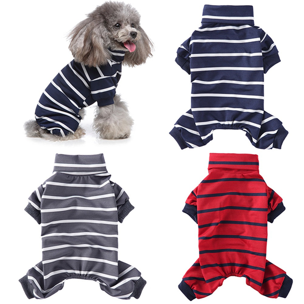 Fashionable High Collar Striped Dog Pajamas