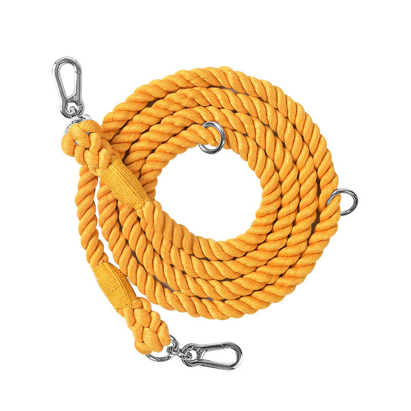 Woven Rainbow Running Dog Leash Multi-Functional Hand Holding Rope Double Head
