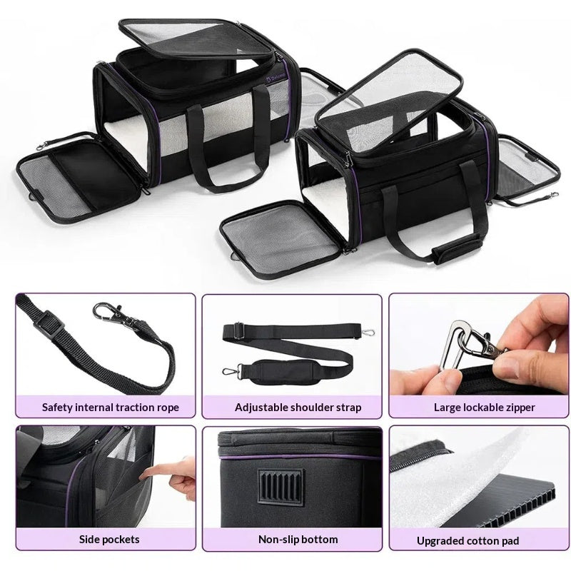 Portable Pet Carrier For Travel Soft Expandable Bag That Provides Extra Space For Your Dog On Flights