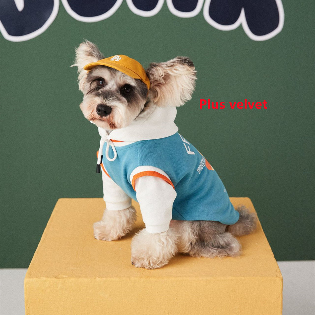 Dog Clothes Autumn And Winter Stitching Contrast Color Fake Two-Piece Pet Sweater