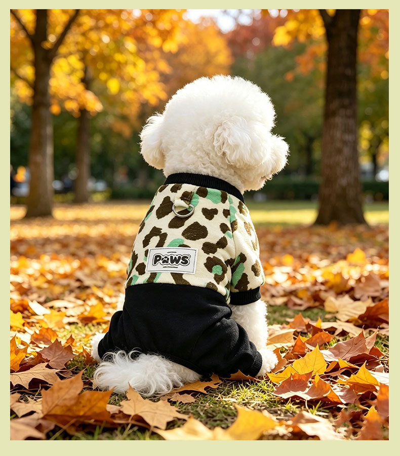 Thickened Four-Leg Leopard Print Dog Jumpsuit