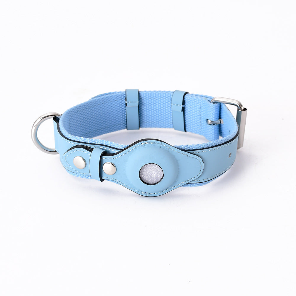 Leather Pet Collar With Tracker Cover