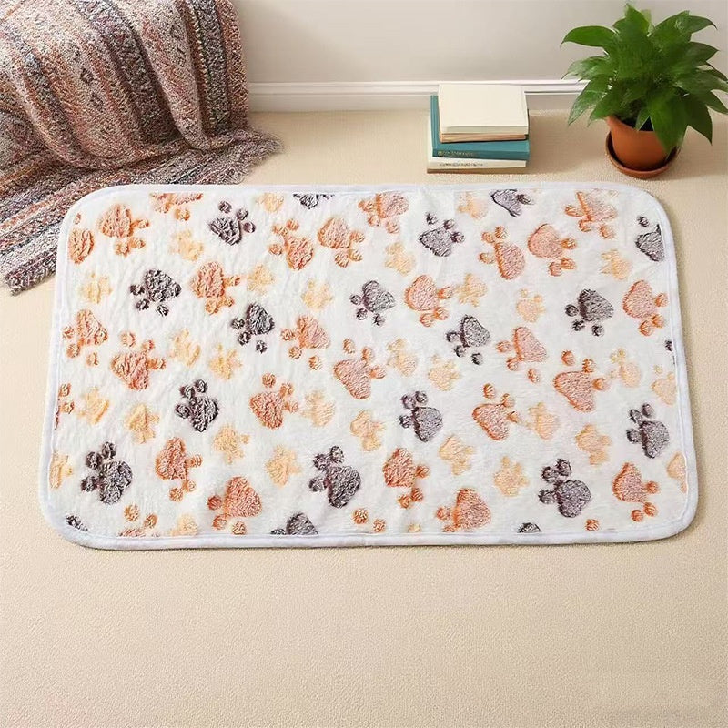 Gray Dog Sleeping Blanket With Paw Prints