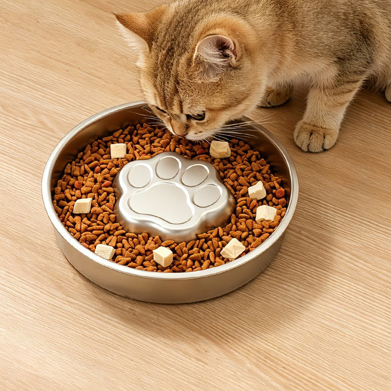 Thickened Stainless Steel Slow-Feed Dog Bowl