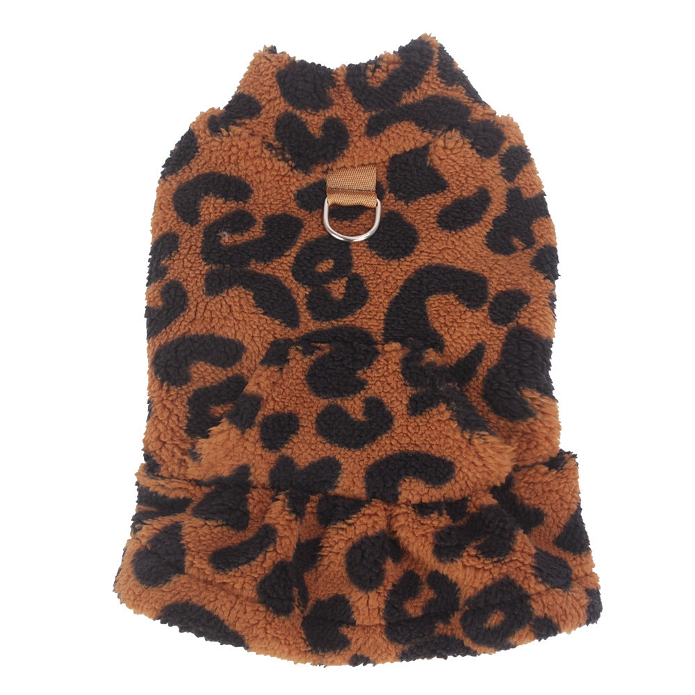Fleece Leopard-Print Princess Dress For Teddy Dogs
