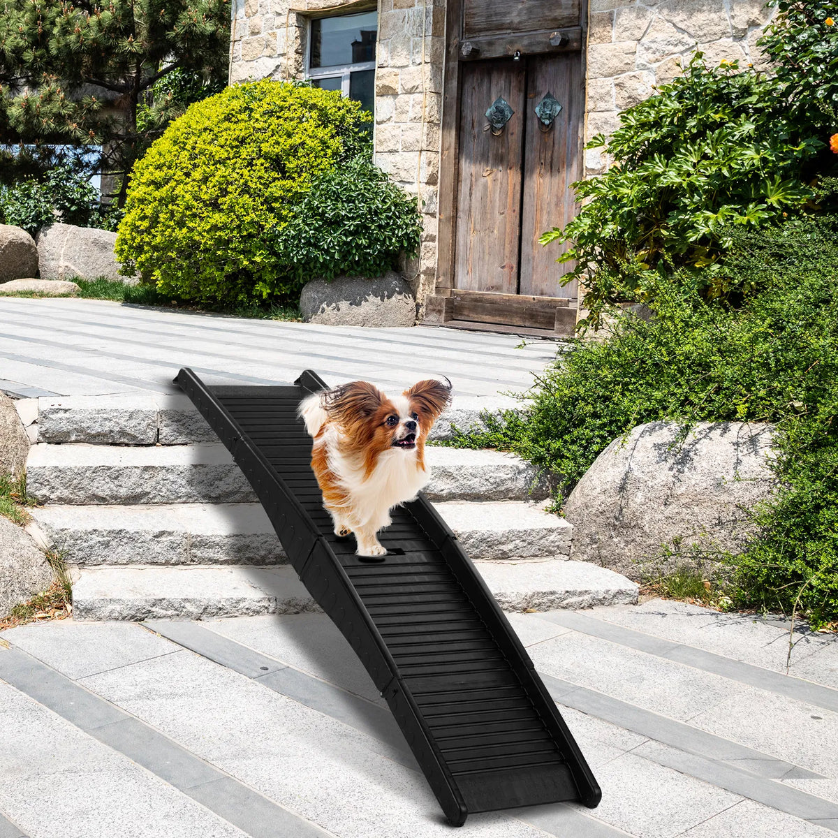 60 Inch Nonslip Folding Dog Ramp, Tri-Fold Portable Lightweight Pet Ramp For Cars, Trucks And Suvs