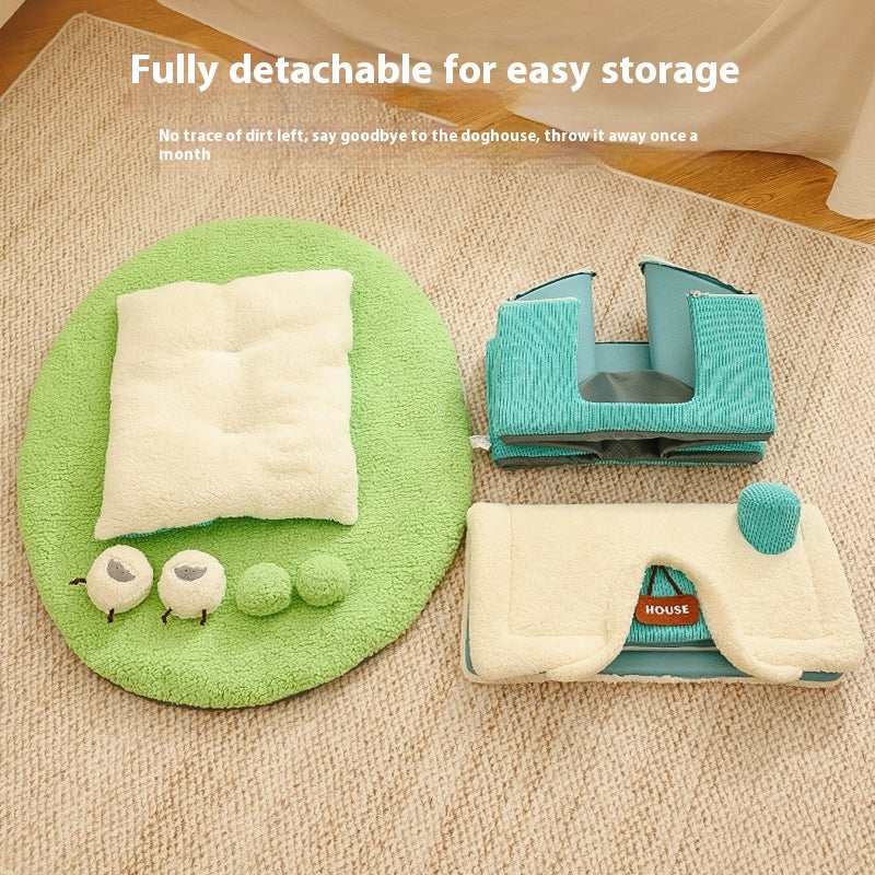 Creative Cartoon Printing Warm Pet Bed