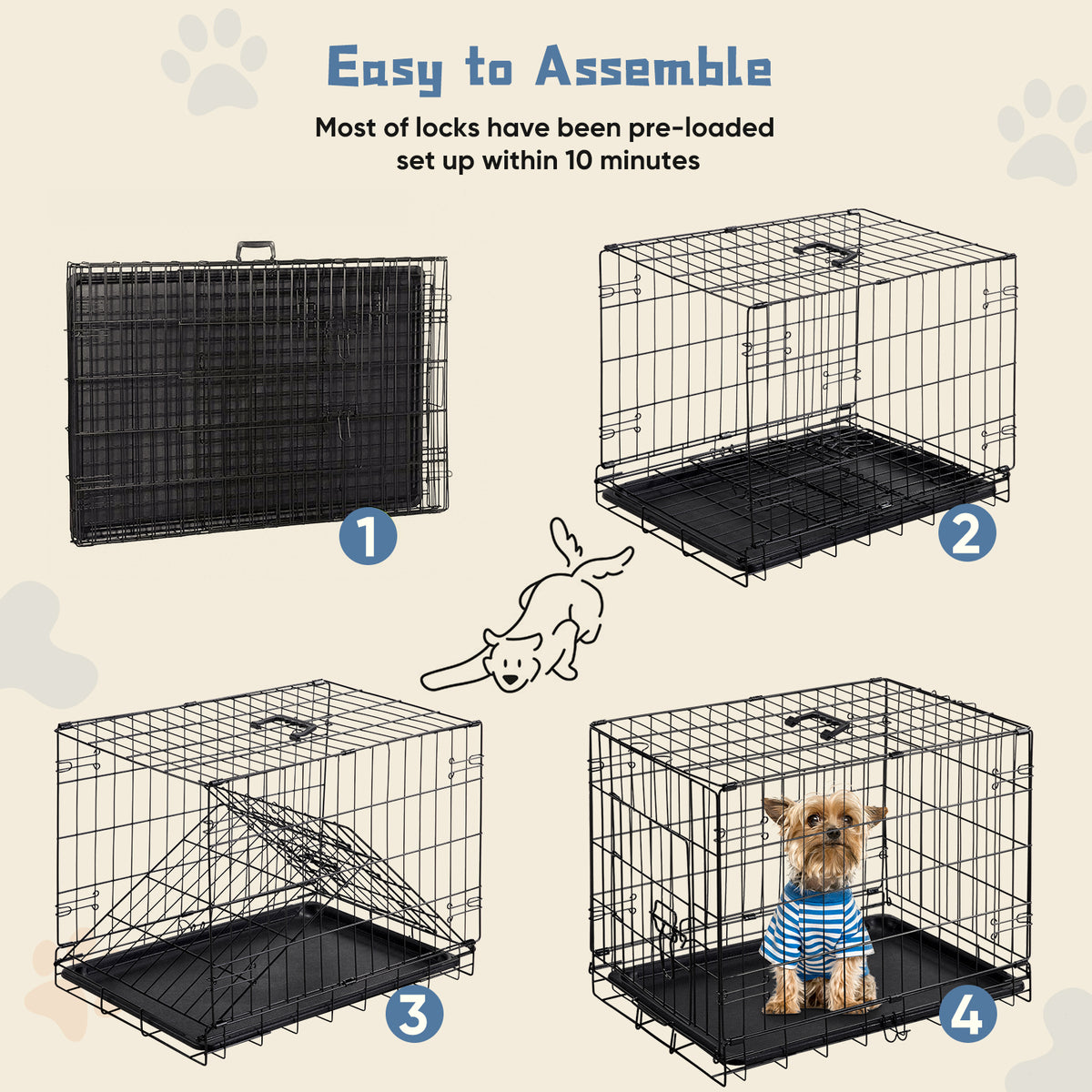 Single Door Dog Cage 24-30 Inch