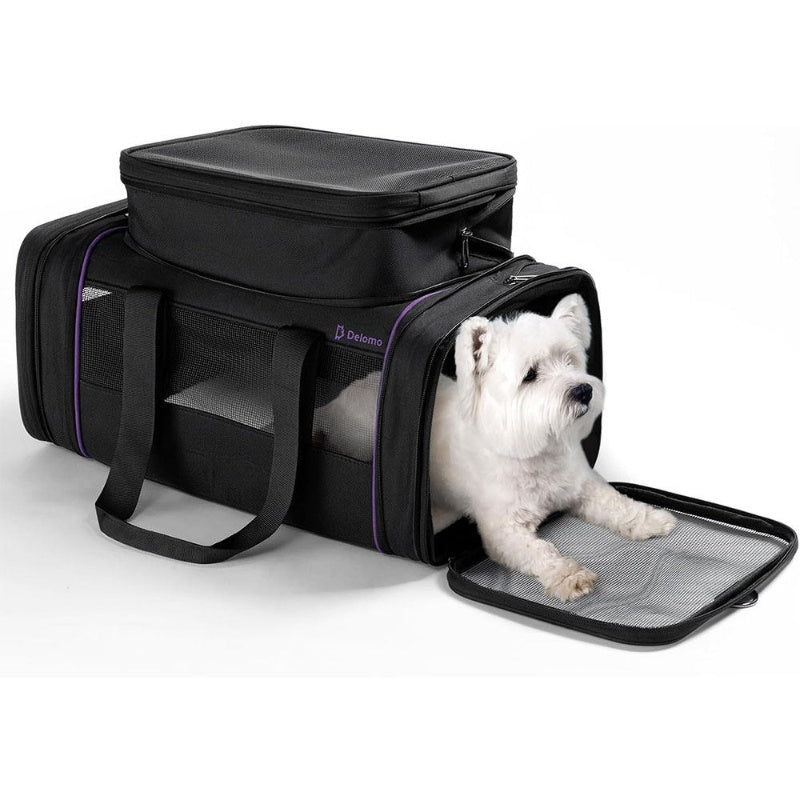 Portable Pet Carrier For Travel Soft Expandable Bag That Provides Extra Space For Your Dog On Flights