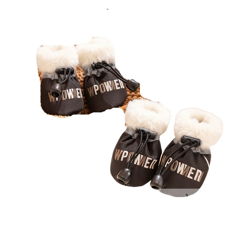 Warm Fleece Dog Shoes for Autumn and Winter