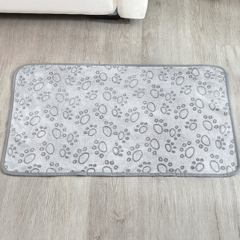 Gray Dog Sleeping Blanket With Paw Prints